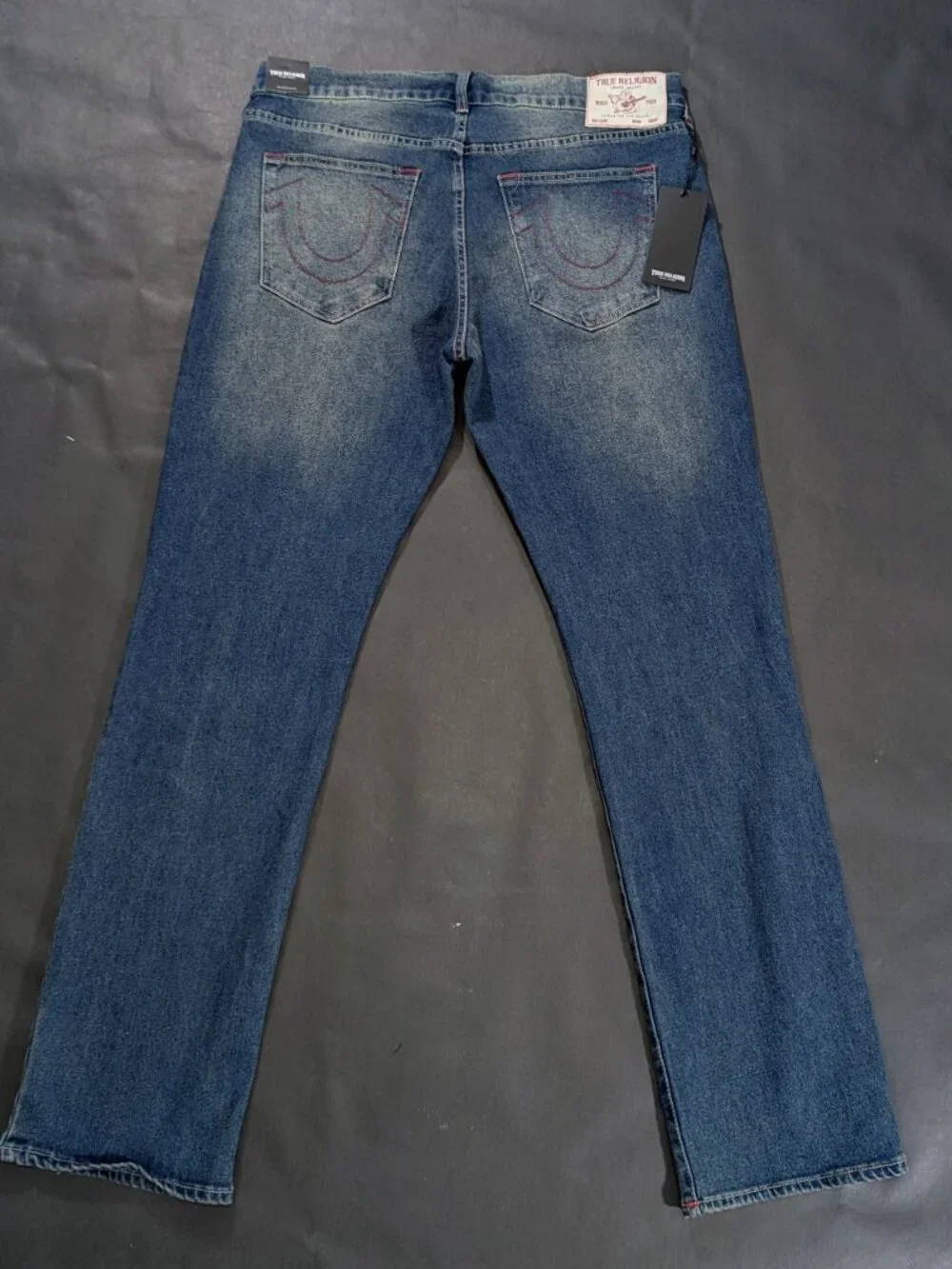 $164 True Religion Ricky Relaxed Straight Jean Men`s Size 36x34 Medium Wash
